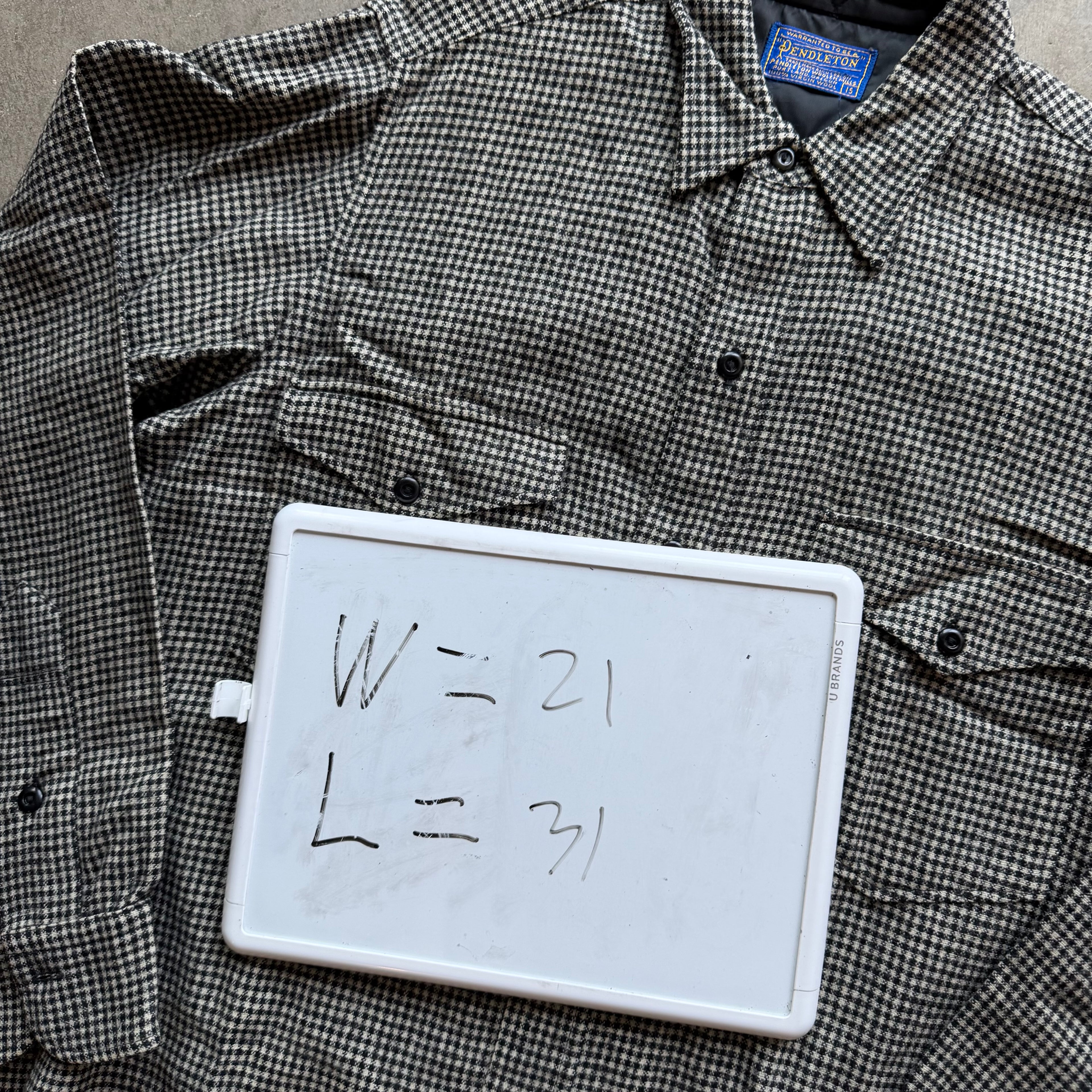 L 80s Houndstooth Pendleton Button Up