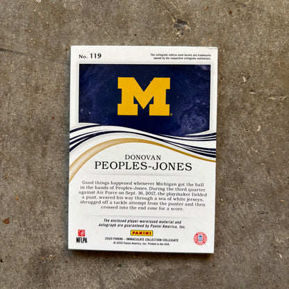Donovan Peoples-Jones 2020 Panini Immaculate Collegiate Patch Autograph /10