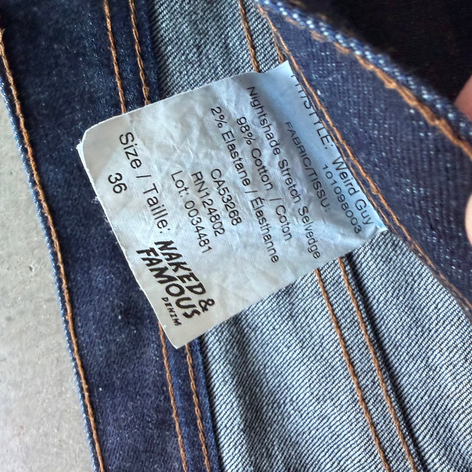 36x29 Naked and Famous Selvedge Denim