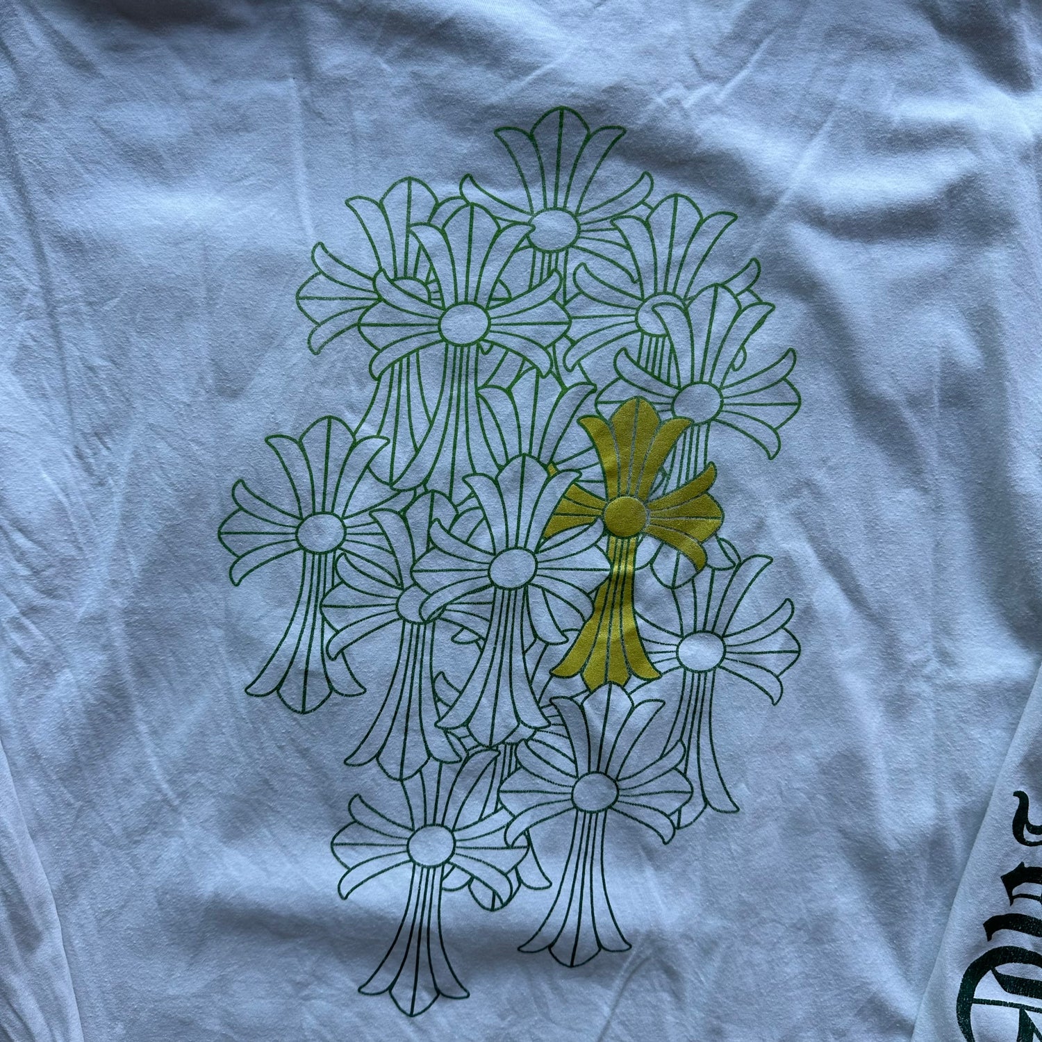 L Green/White Chrome Hearts Crosses Tee