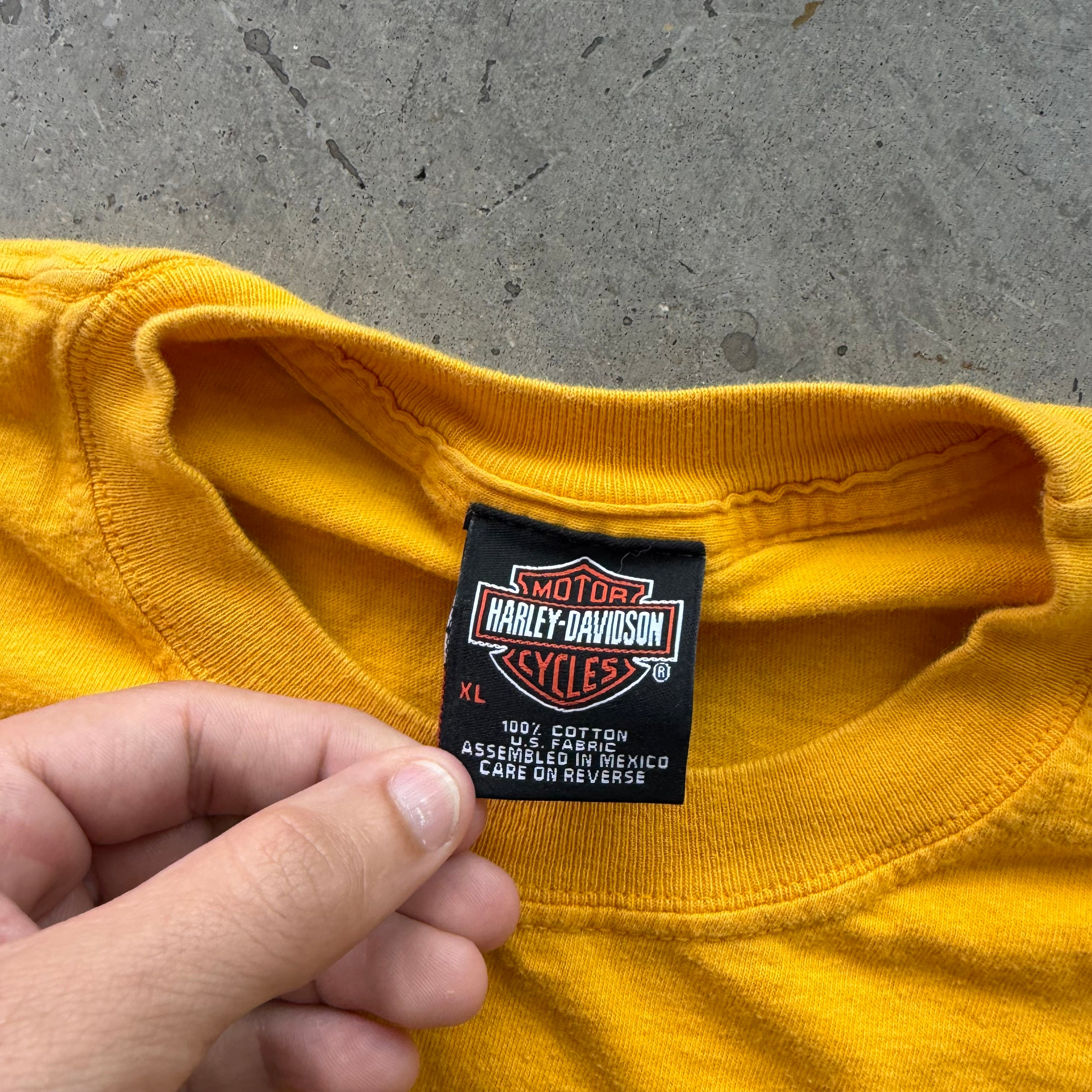 XL 00s Yellow Dallas Harley Tee