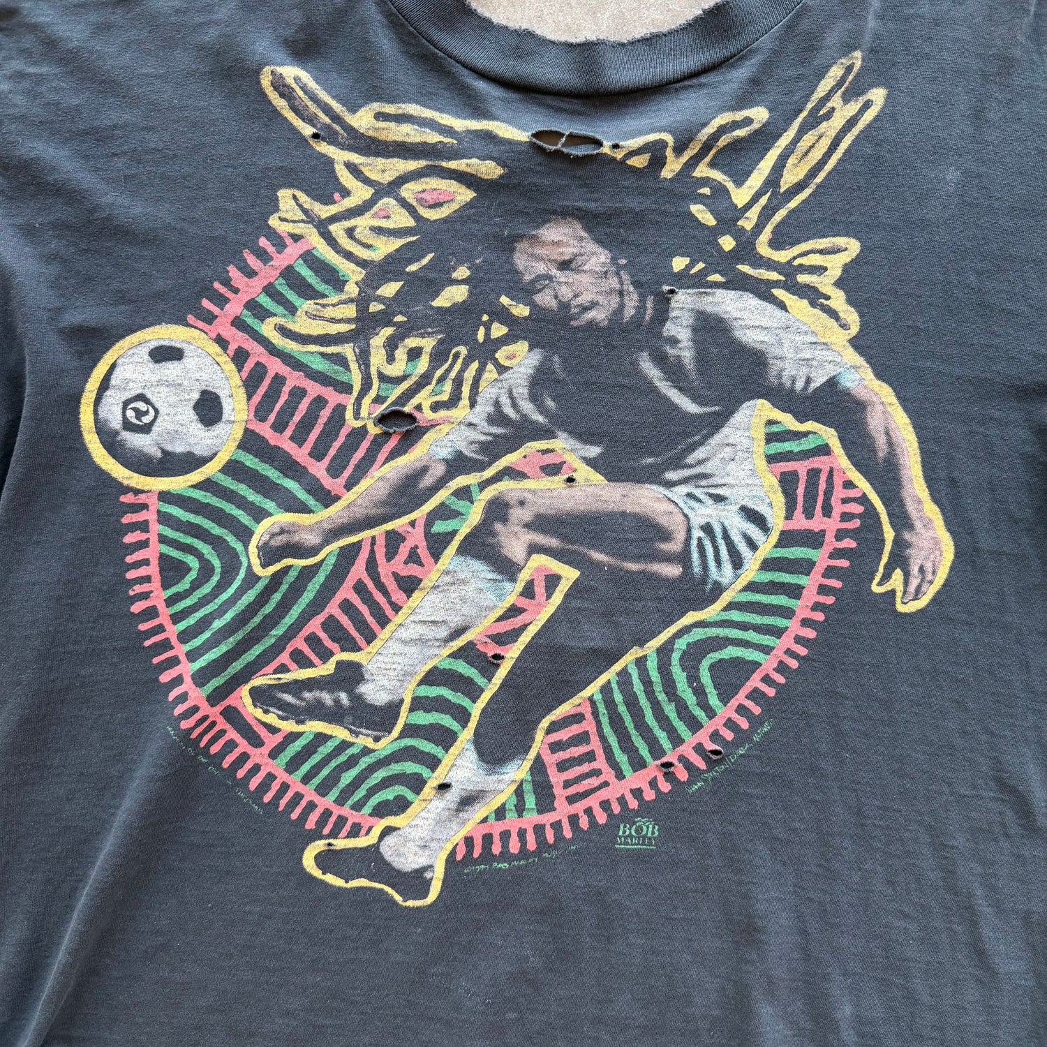 L Thrashed Bob Marley Liquid Blue Tee