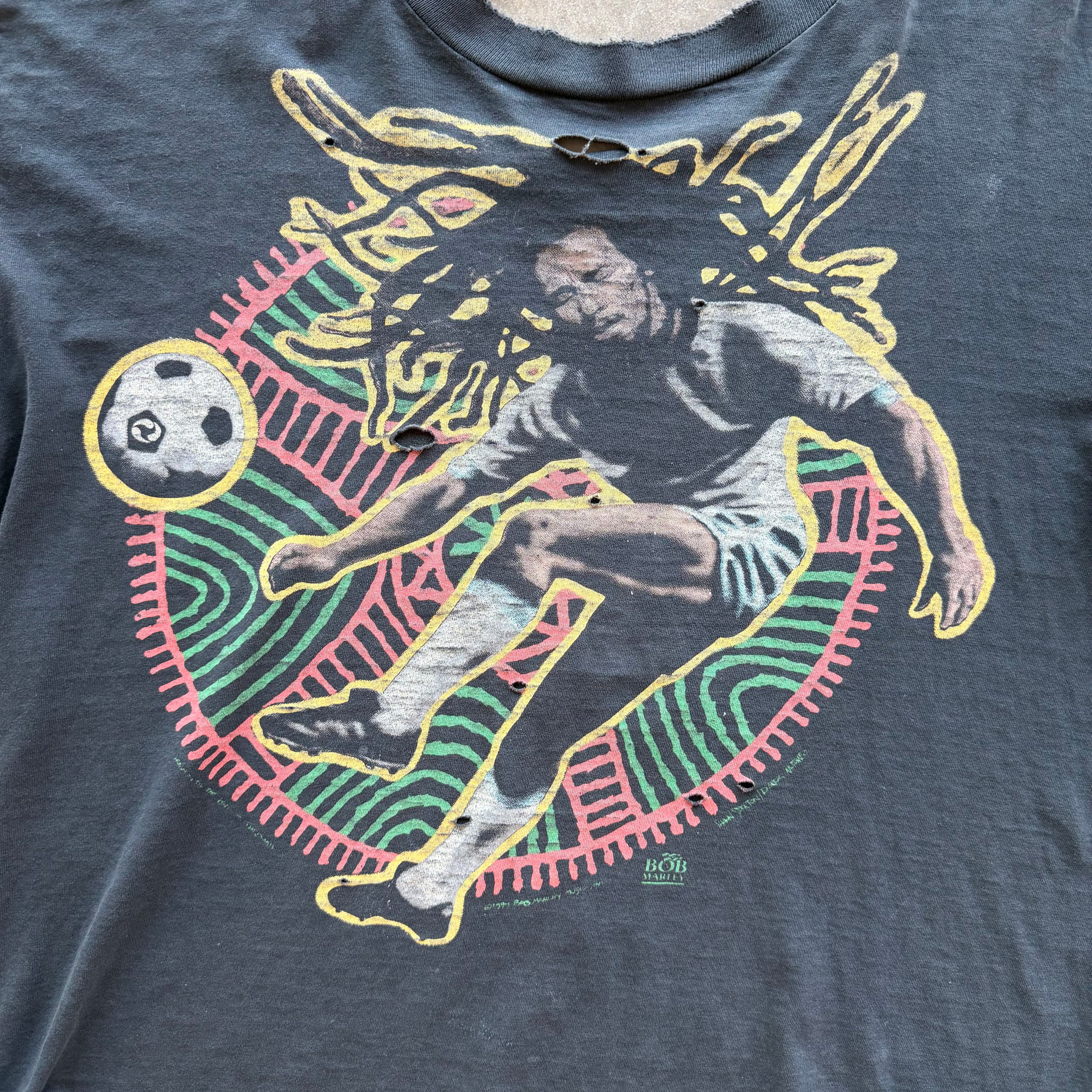 L Thrashed Bob Marley Liquid Blue Tee