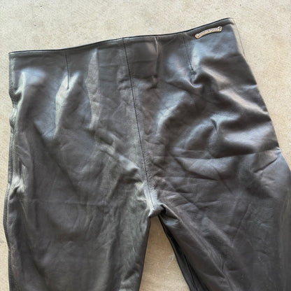 Chrome Hearts Leather Fleur Knee Dagger Zipper Pants