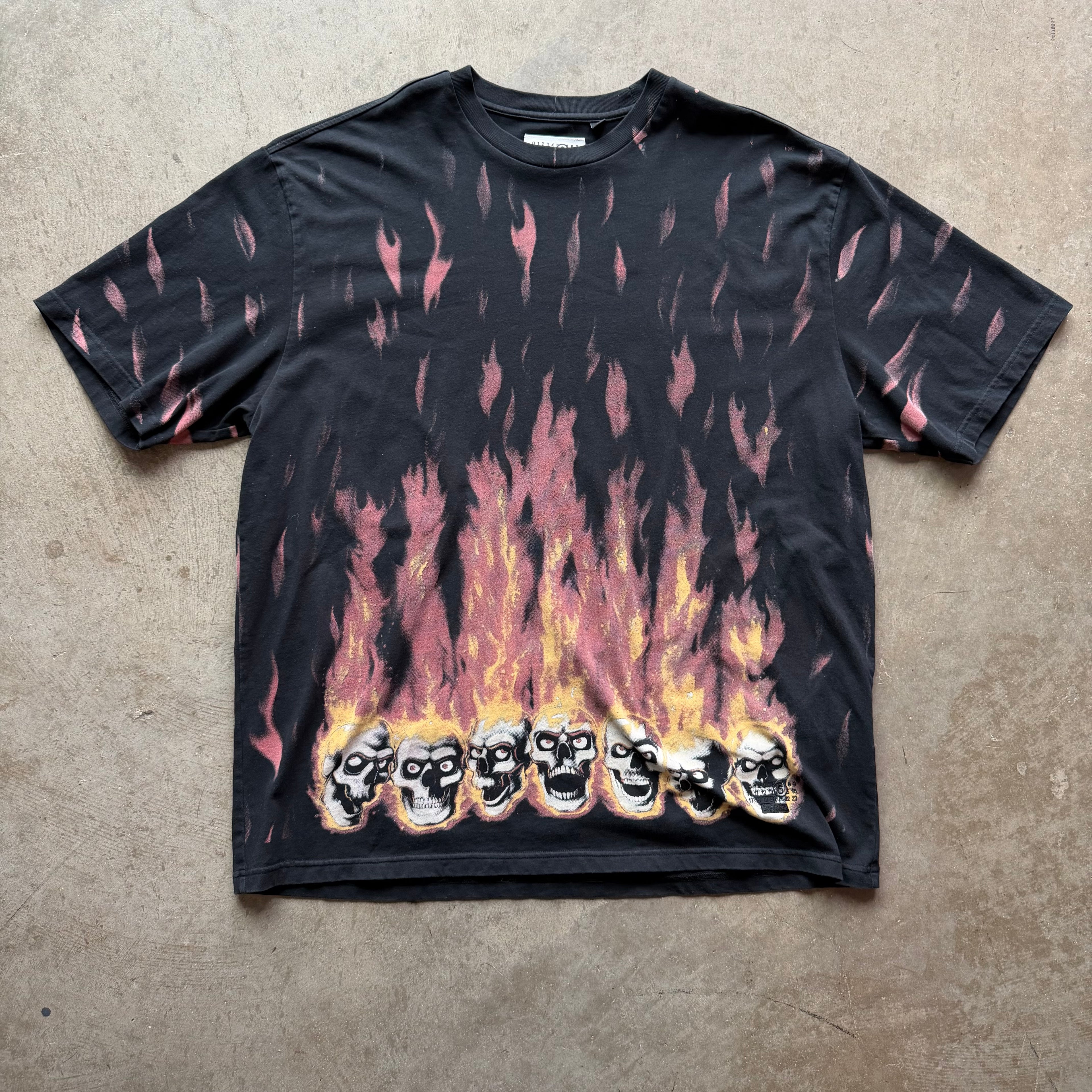 L Supreme x Margiela Flaming Skull Tee