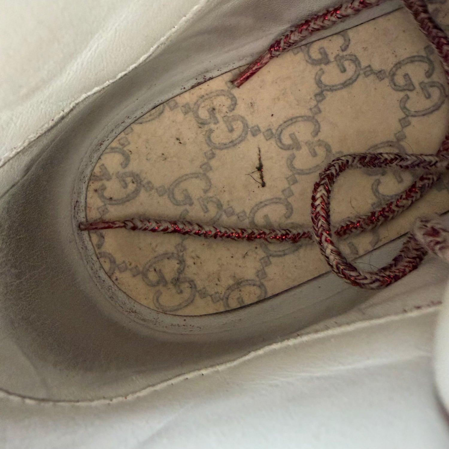 10 Used Gucci Ace High Top Red Glitter