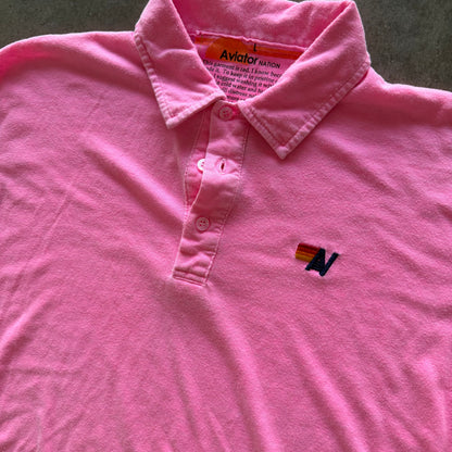 L Pink Aviator Nation Polo