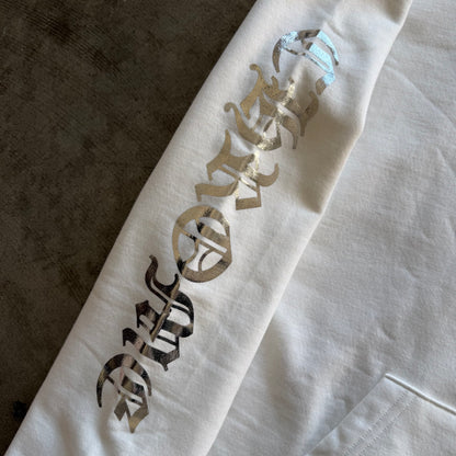 XL Chrome Hearts Silver Foil Logo Hoodie White