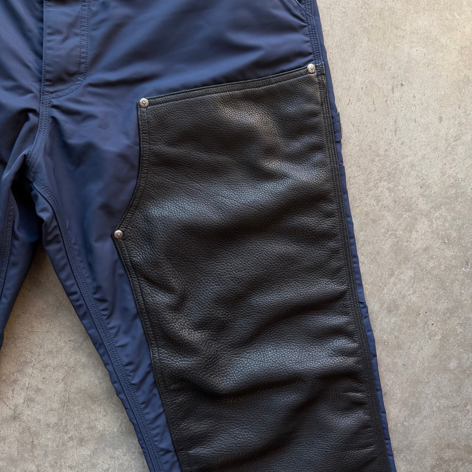 36x29 Chrome Hearts Leather Nylon Double Knees Navy