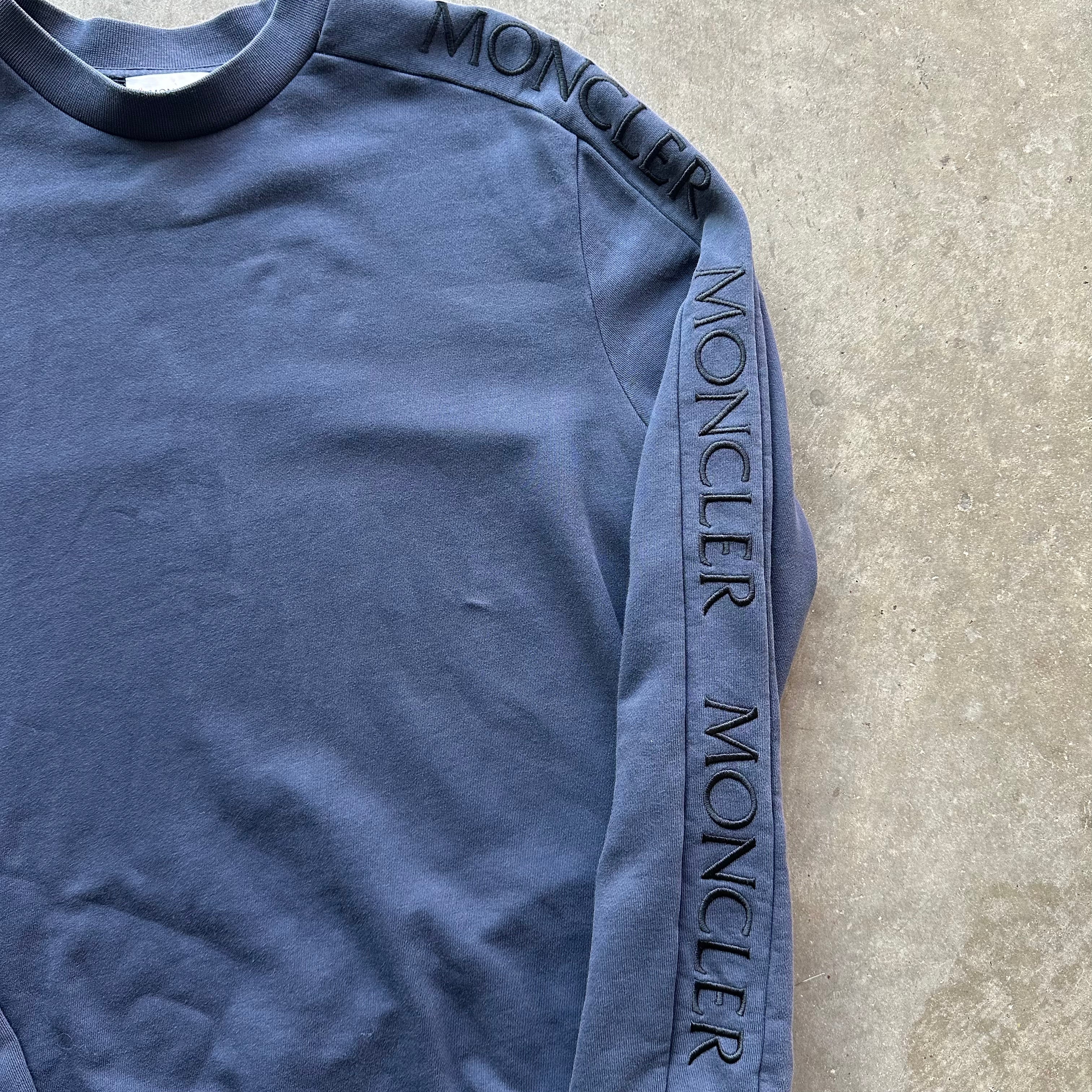 L Navy Moncler Navy Spellout Crewneck