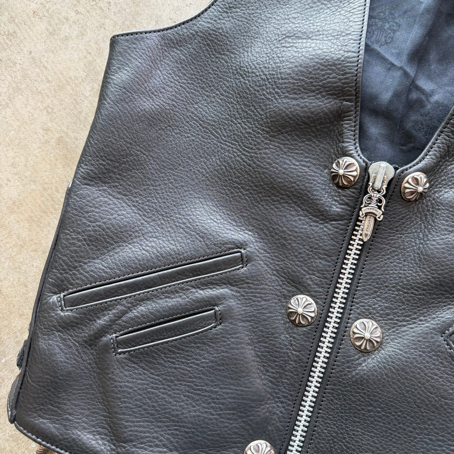 S Chrome Hearts Leather Vest