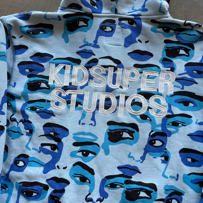XL Kid Super Faces Camo Hoodie Blue