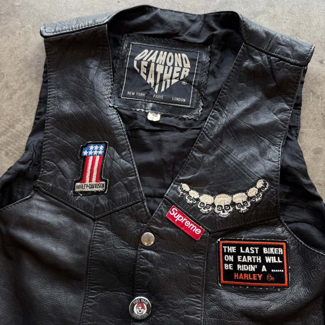 M Diamond Leather Vest