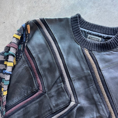 L 90s Leather Knit Sweater