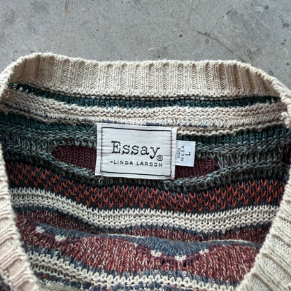 L 90s 3d Knit Sweater