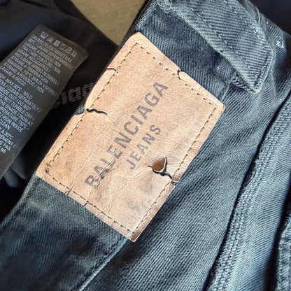 34x28 Balenciaga Ripped Off Baggy Jeans Black
