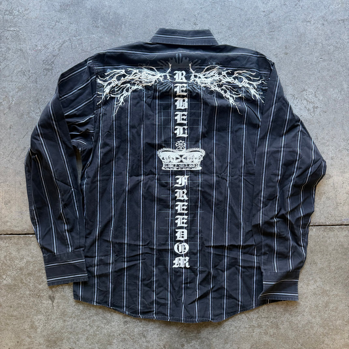 L Y2K Carbon Black Button Up