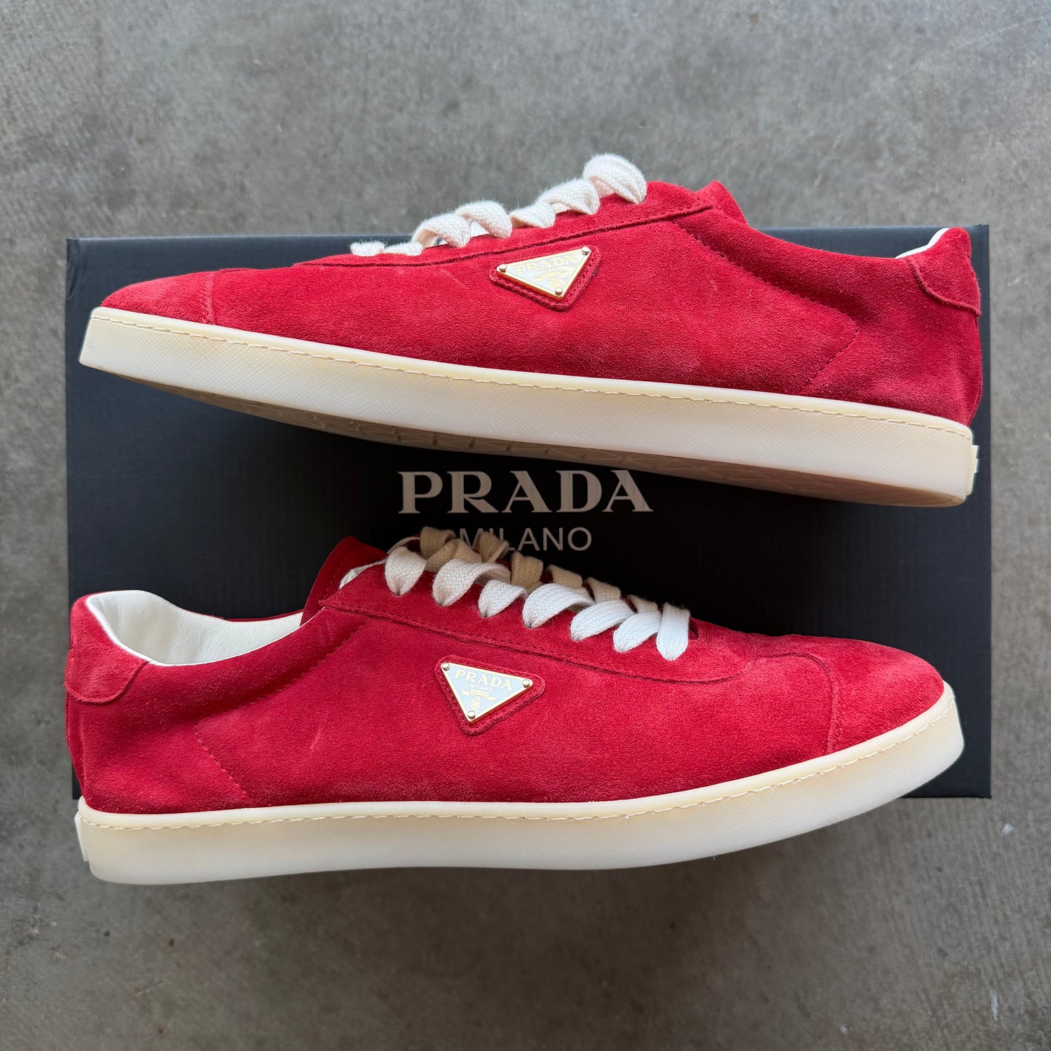 11 Prada Lane Sneaker Red Suede
