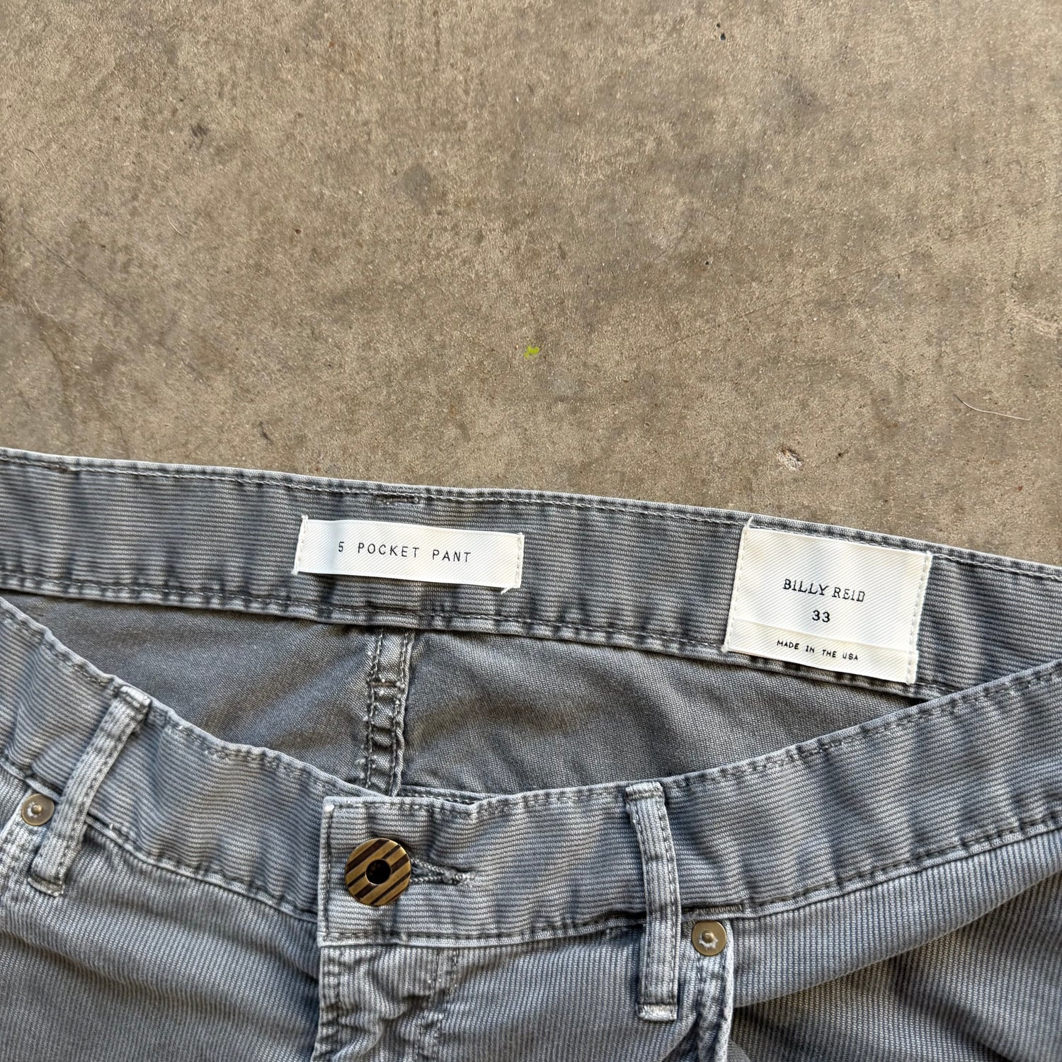 33x30 Grey Corduroy Billy Reid Pants