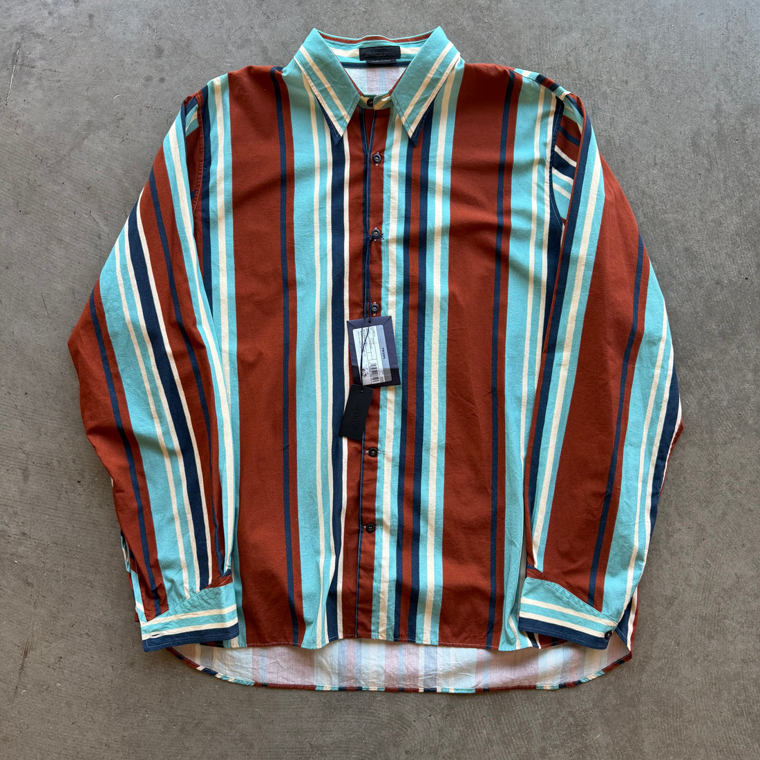 XXL Prada Multi Stripe Triangle Stitch Button Up