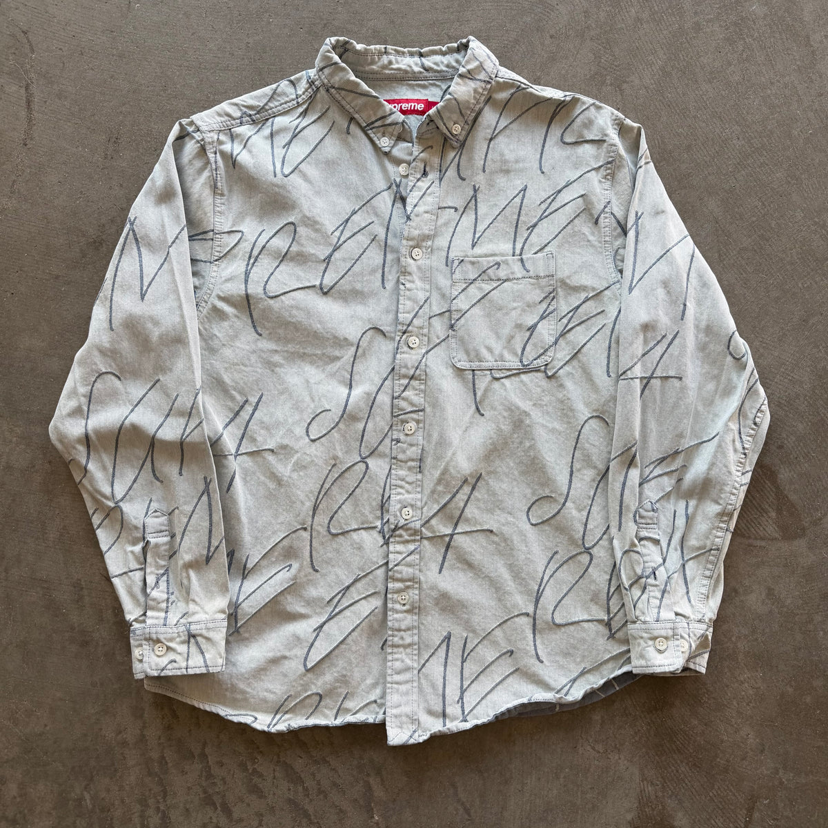L Supreme Script Denim Button Up