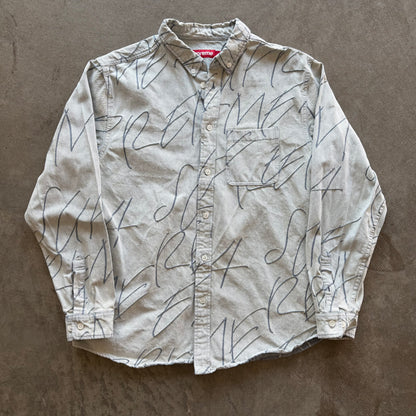 L Supreme Script Denim Button Up