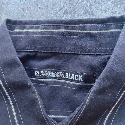 L Y2K Carbon Black Button Up