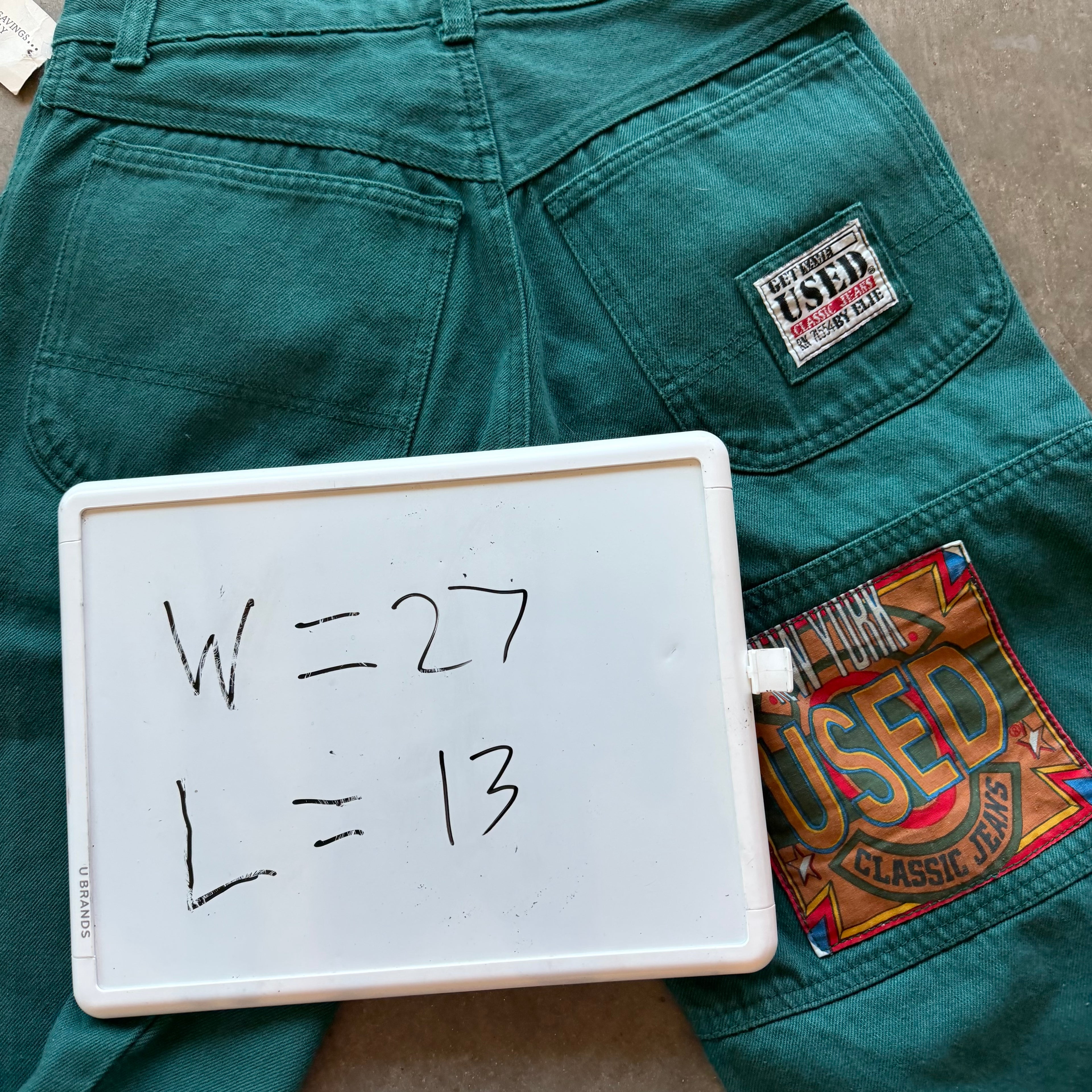 27w 90s “Used” Green Shorts
