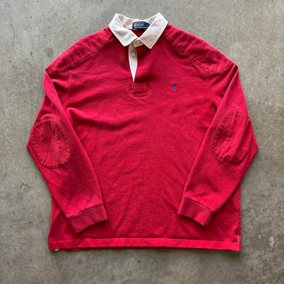 L 00s Red Rugby Polo