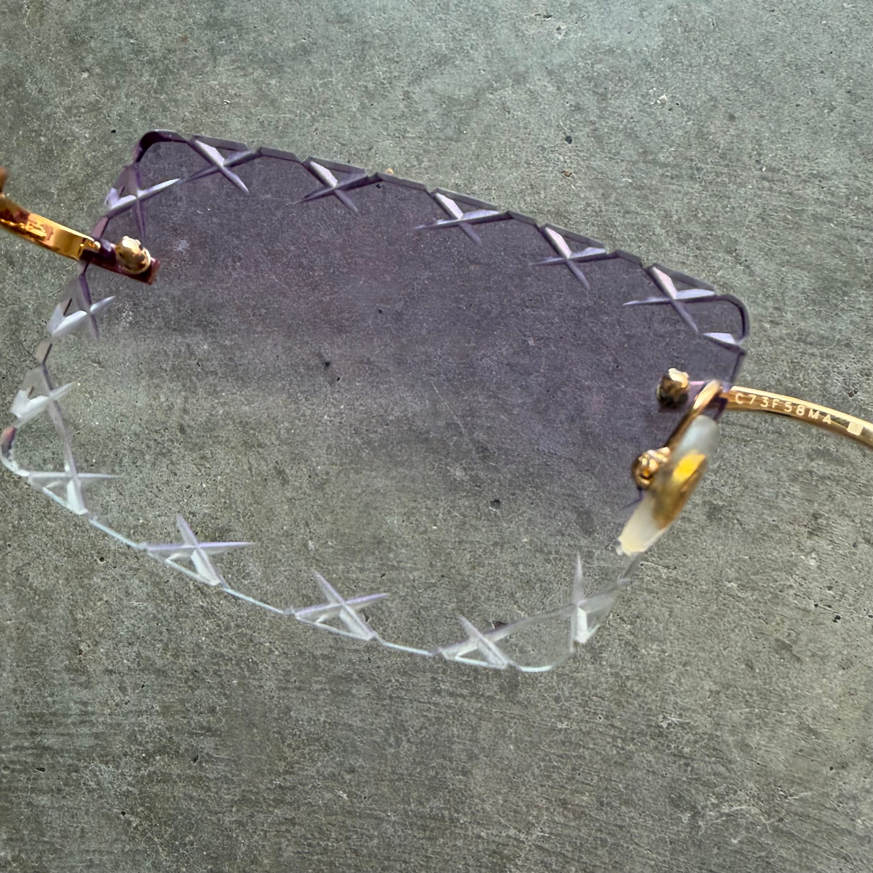Cartier Purple Lense Diamond Cut Frames