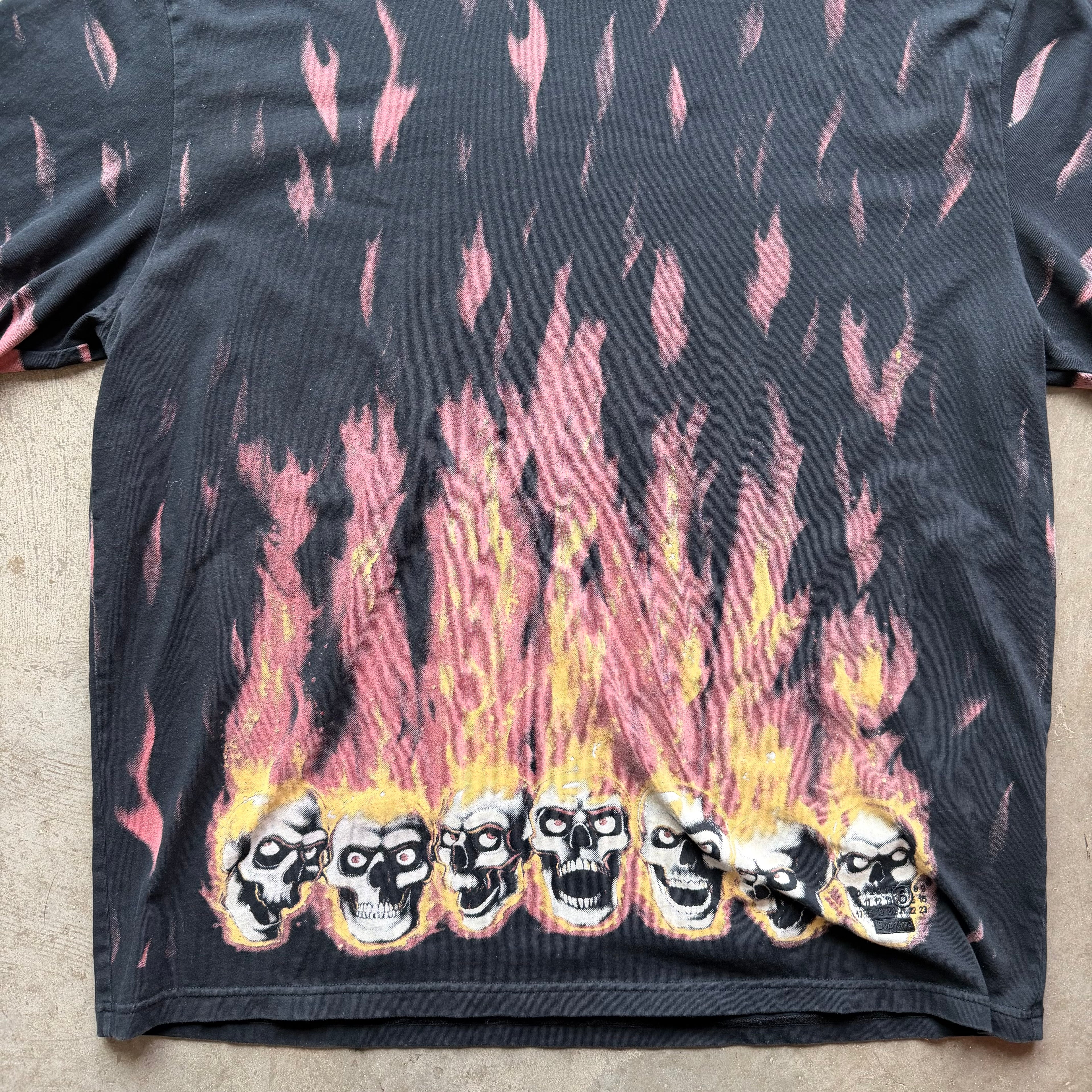 L Supreme x Margiela Flaming Skull Tee