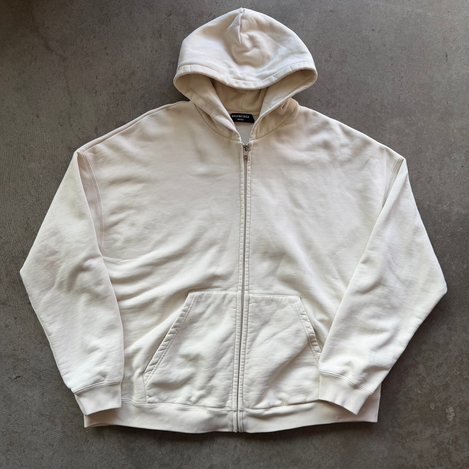 M Balenciaga Creme Small Logo Full Zip