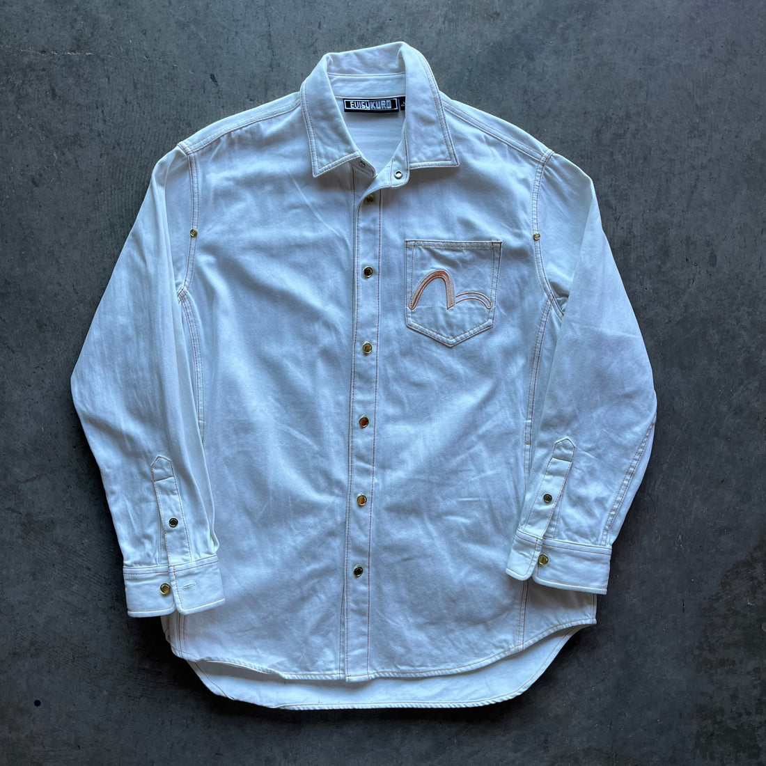 XL White Evisu Kuro Denim Button Up
