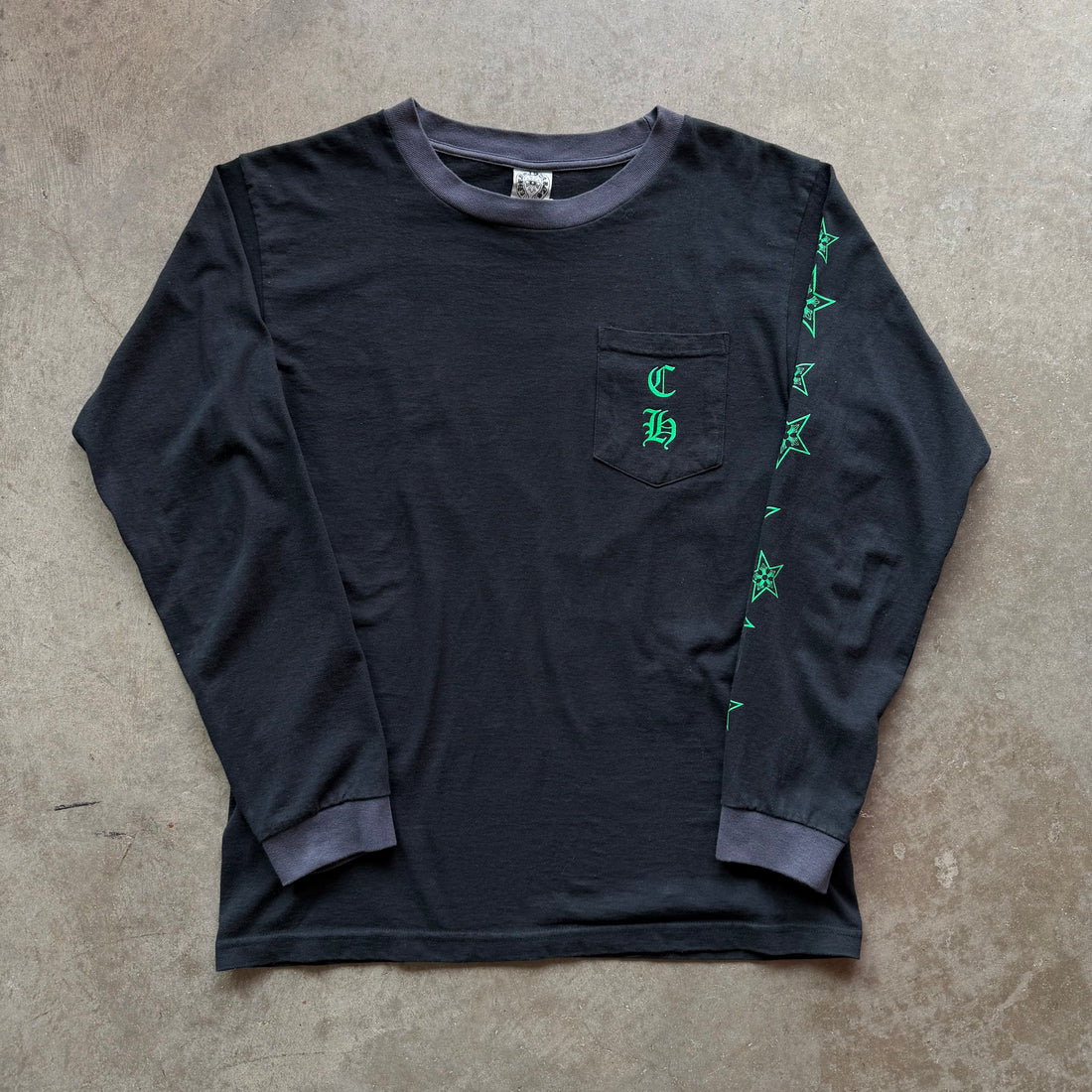 M Vintage Chrome Hearts Green Horseshoe Star Logo Tee