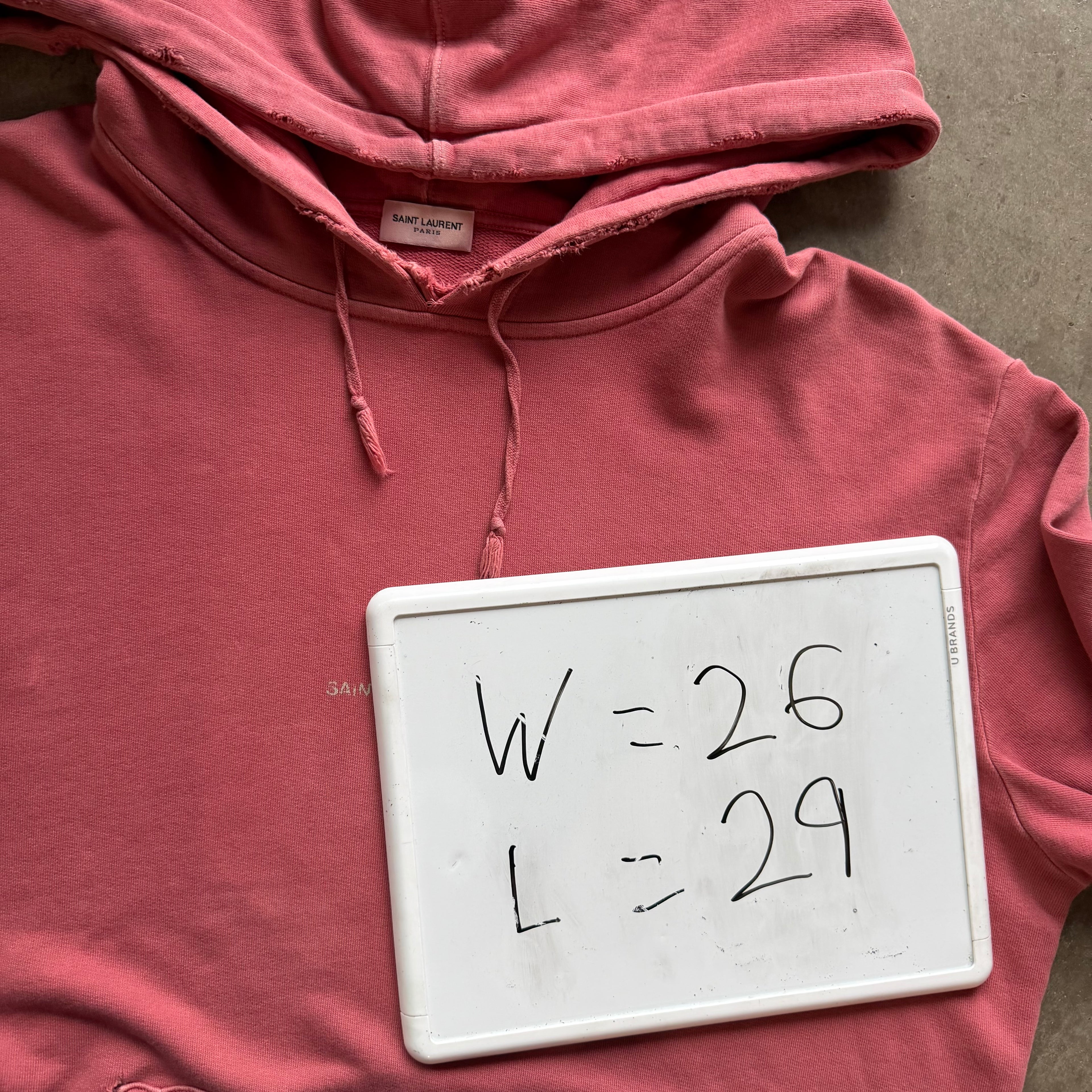 XL Red Saint Laurent Distressed Hoodie