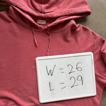 XL Red Saint Laurent Distressed Hoodie