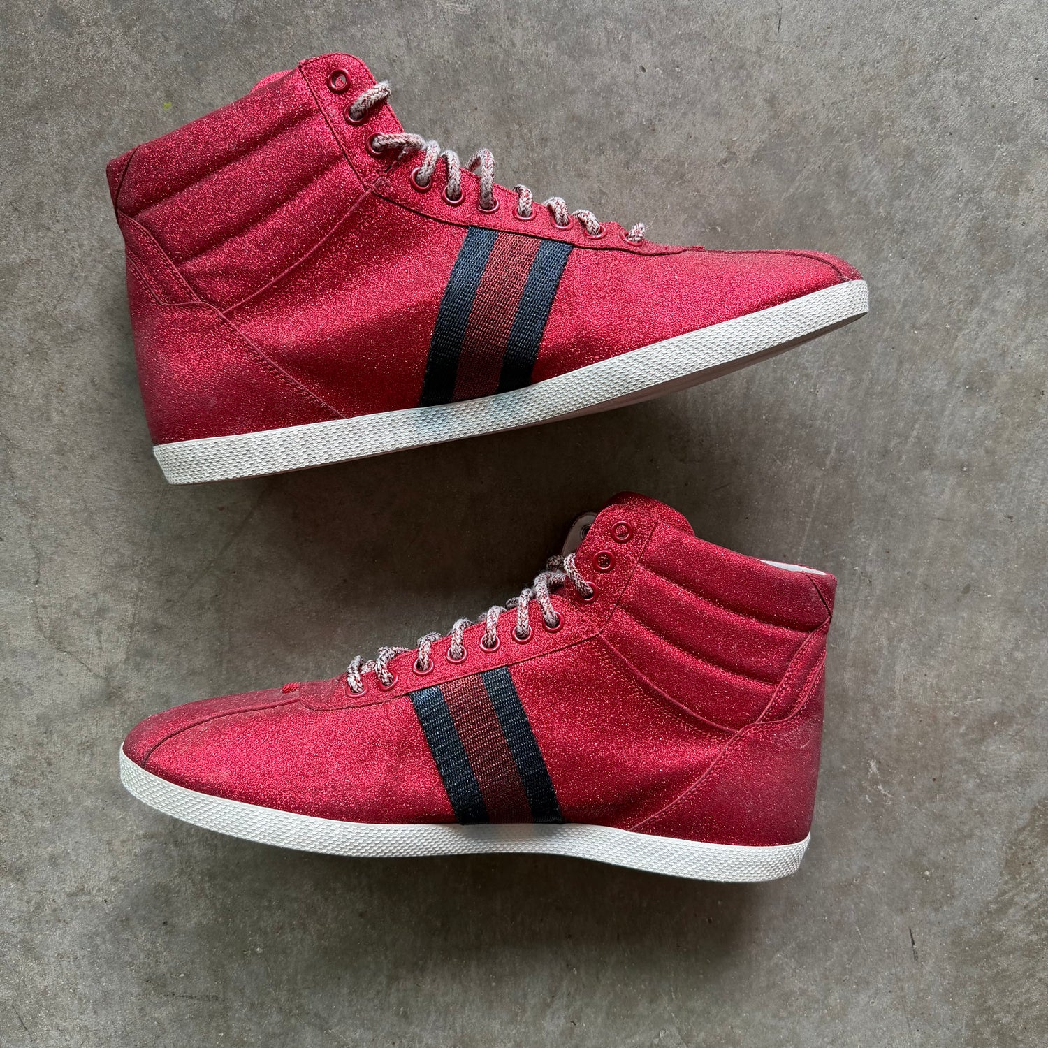 10 Used Gucci Ace High Top Red Glitter