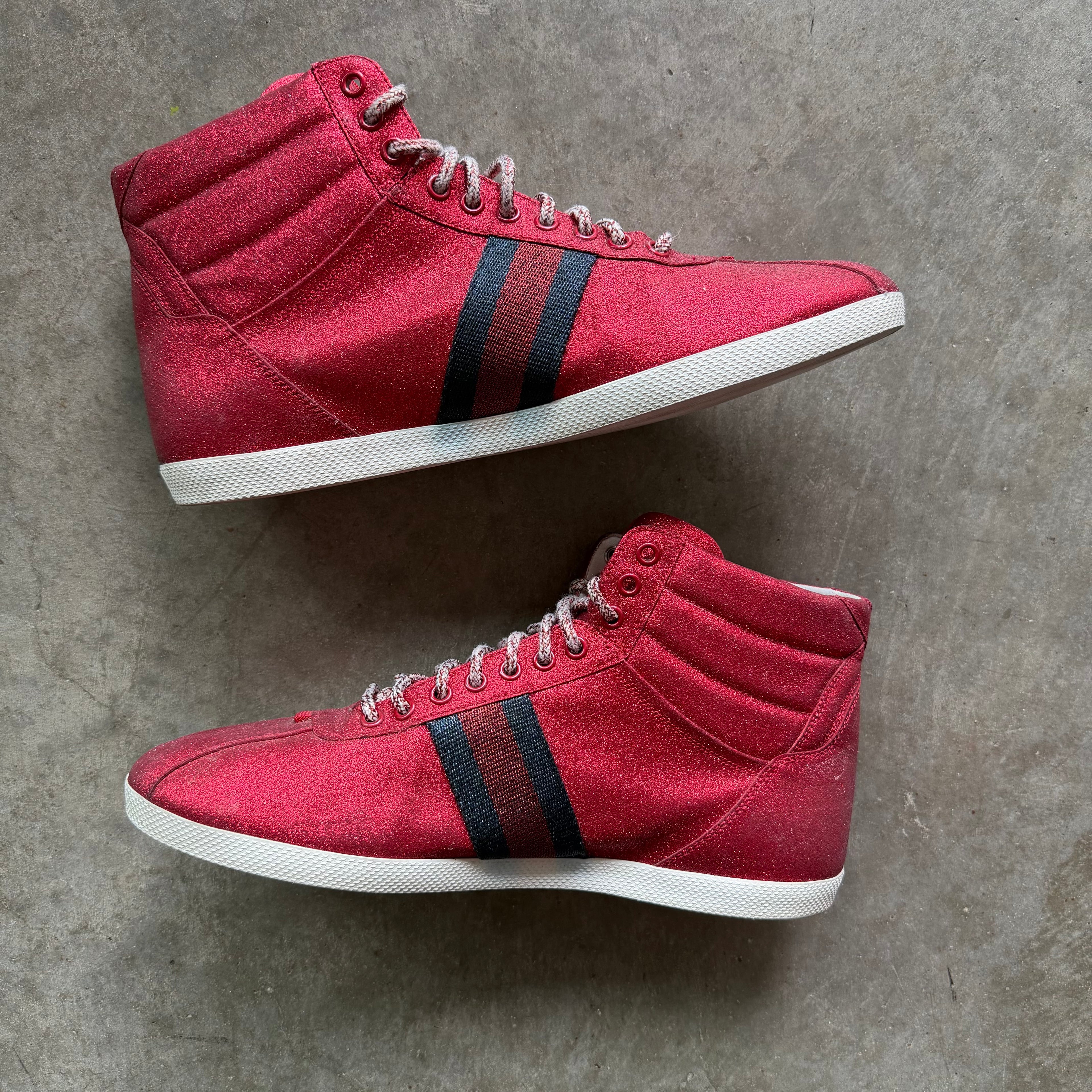 10 Used Gucci Ace High Top Red Glitter