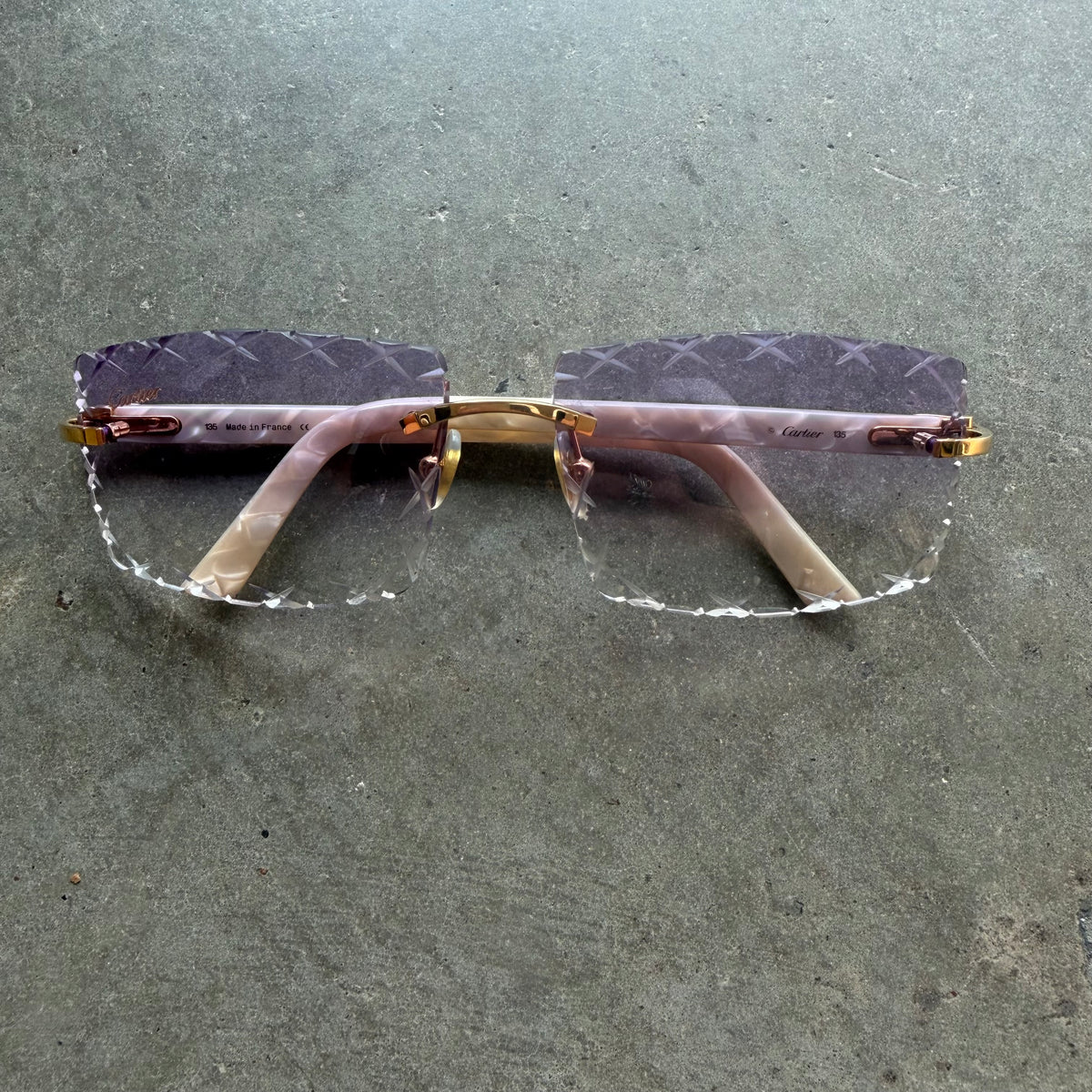 Cartier Purple Lense Diamond Cut Frames