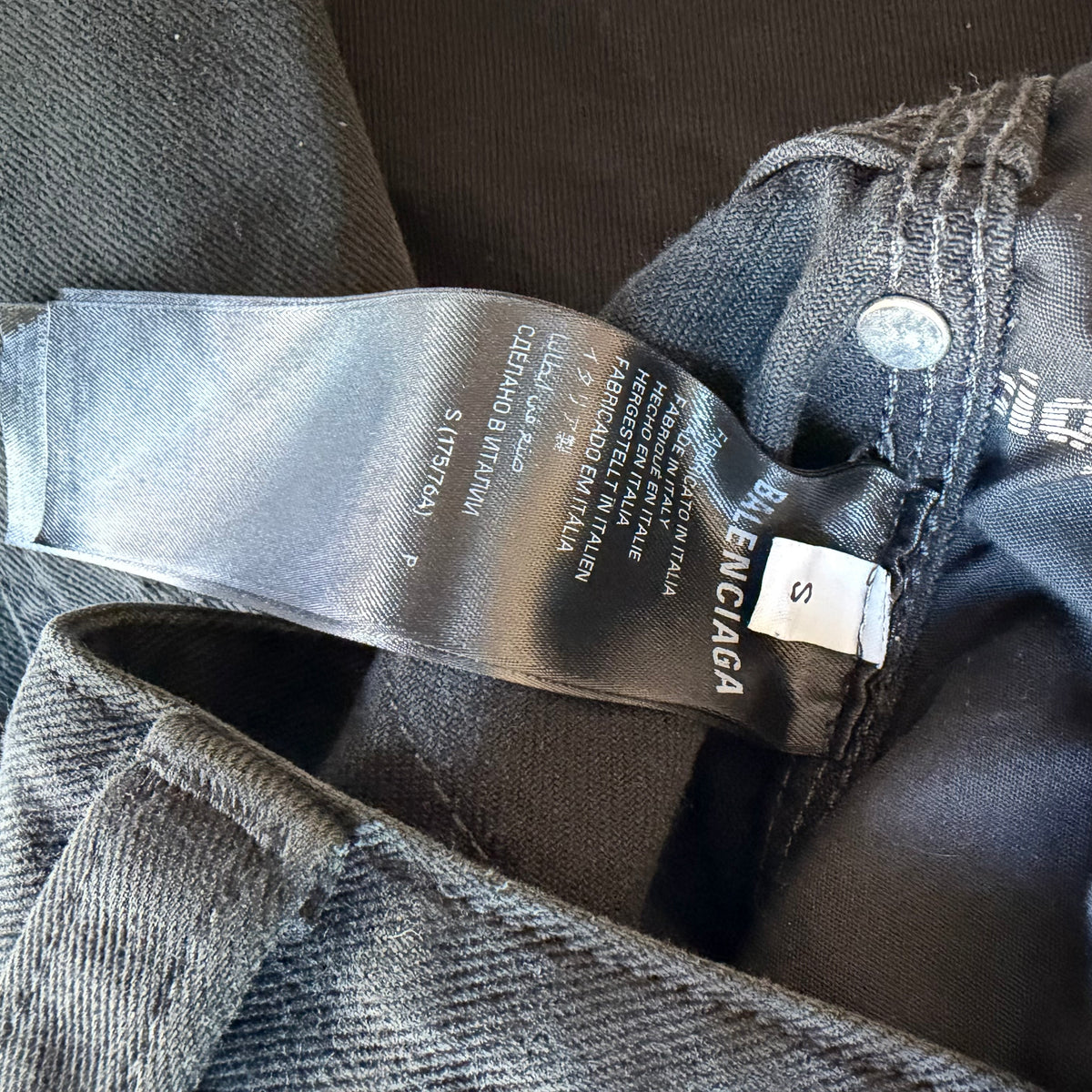 34x28 Balenciaga Ripped Off Baggy Jeans Black
