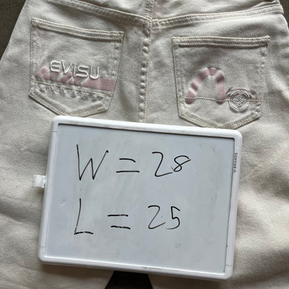28x25 White/Pink Evisu Jeans