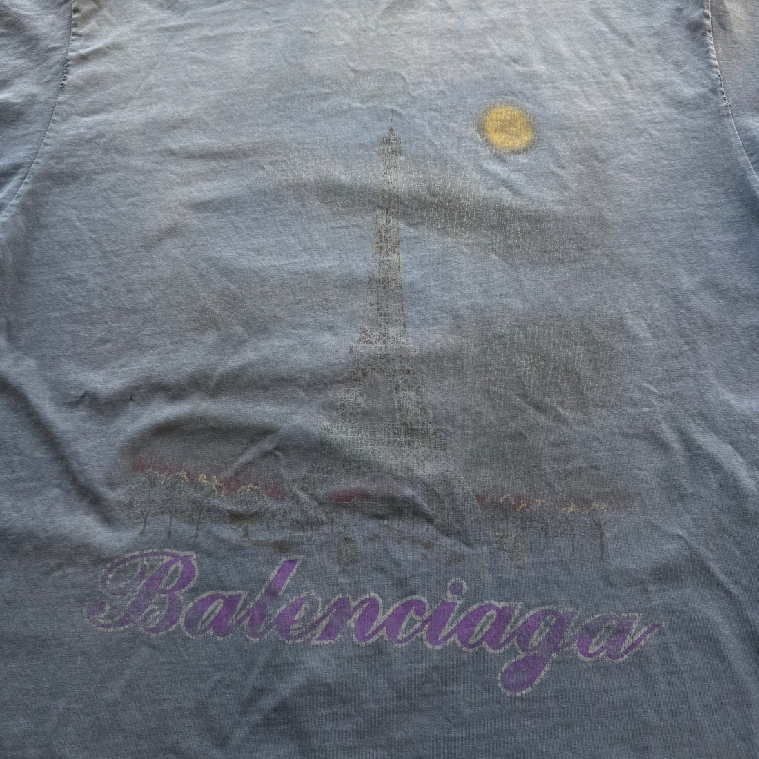 L Balenciaga Eiffel Tower Paris Tee Blue