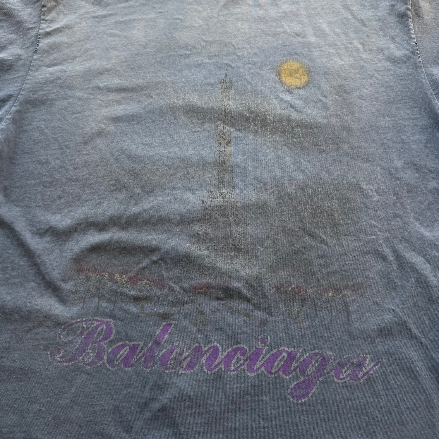 L Balenciaga Eiffel Tower Paris Tee Blue