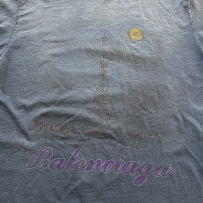 L Balenciaga Eiffel Tower Paris Tee Blue