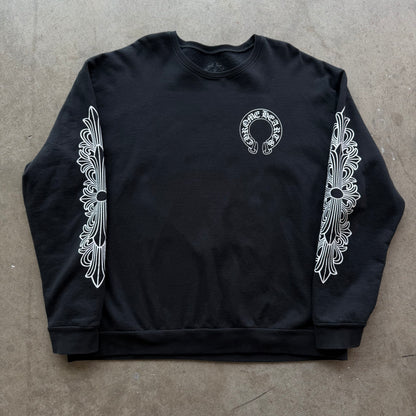 XL Chrome Hearts Floral Horseshoe Logo Crewneck Black