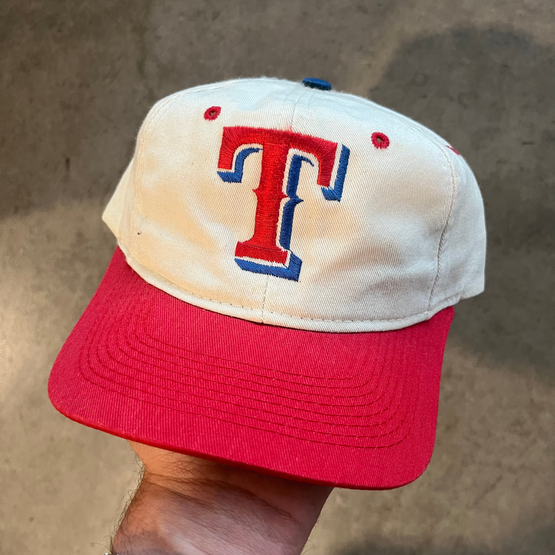 90s White Texas Rangers Hat