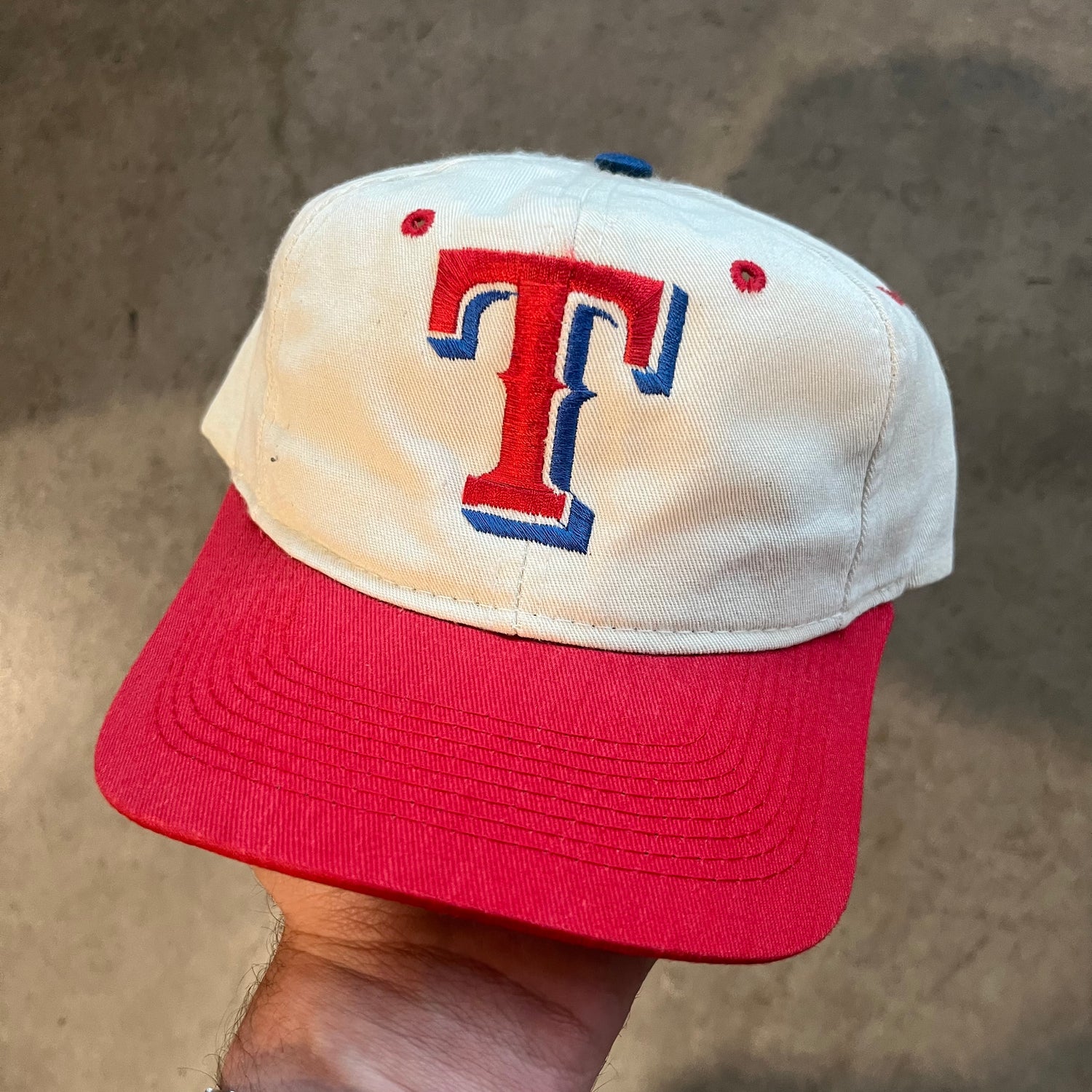 90s White Texas Rangers Hat