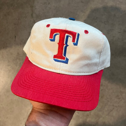 90s White Texas Rangers Hat