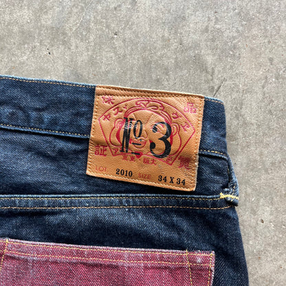 32x32 Faded Red Pocket Evisu Jeans