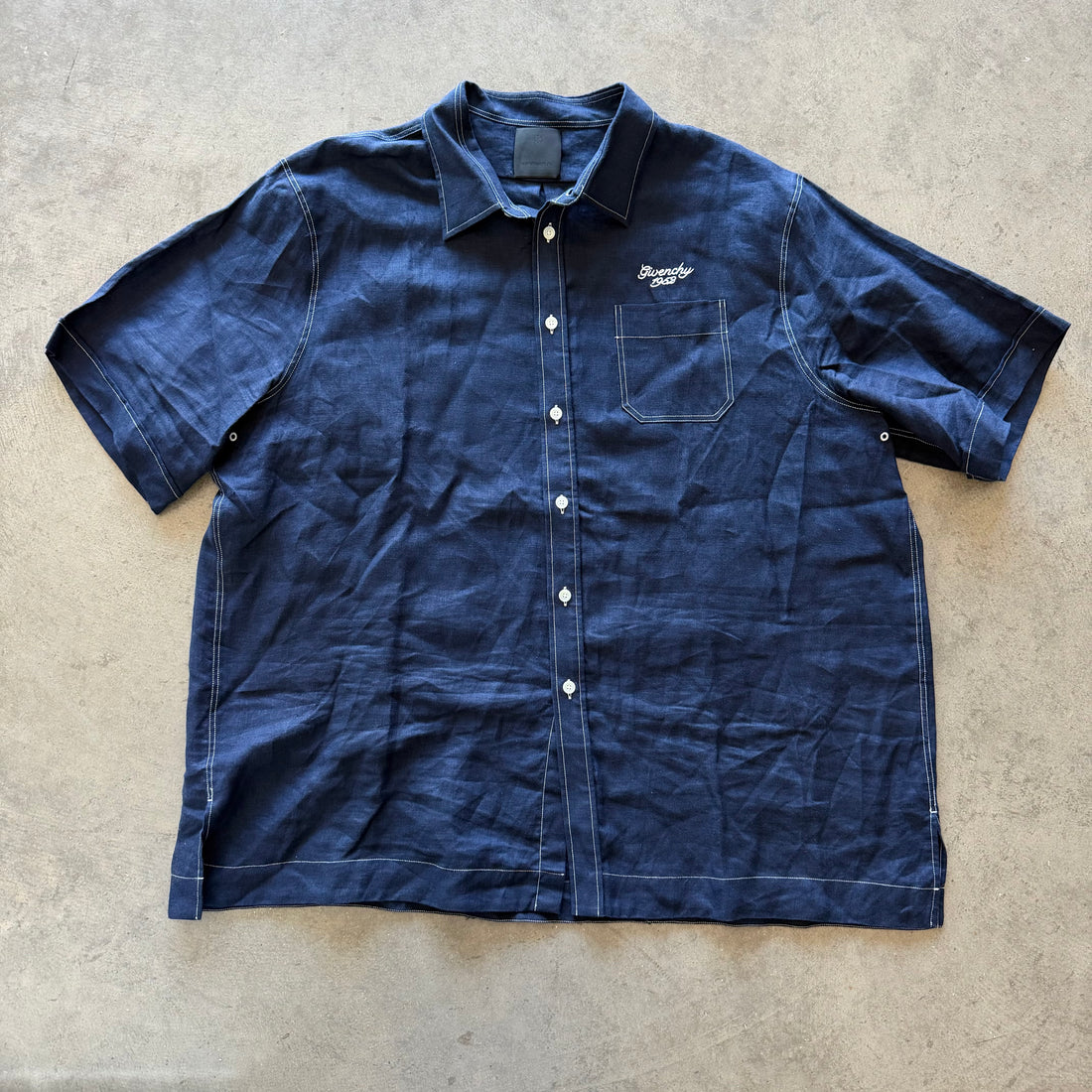 XXL Givenchy Denim Embroidered Button Up Shirt